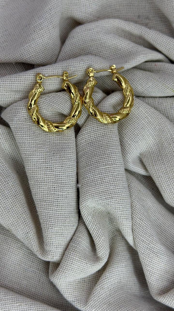 Gold Twisted Textured Hoop Earrings | Classic Rope Hoop Earrings for Women & Girls