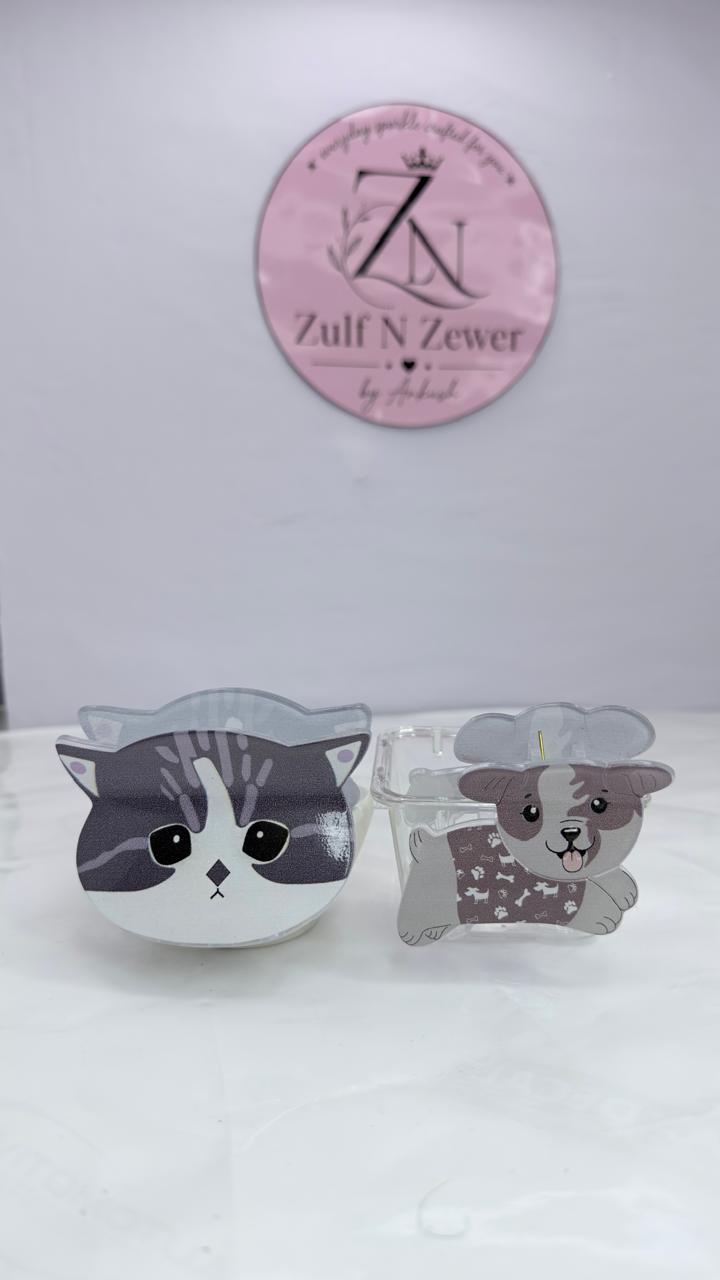 Cartoon Animal Hair Claw Clip Combo – Cat & Bear Design