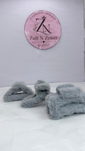 Grey Soft Furry Hair Claw Clip Set – Plush Textured Hair Clips