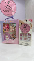 Kids Hair Accessories Box & 12pcs DIY Press-On Nail Set Combo