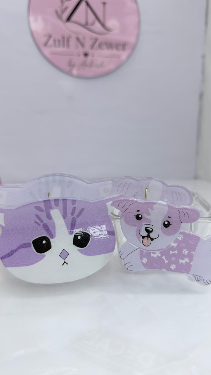 Cartoon Animal Hair Claw Clip Combo – Cat & Bear Design