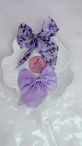 Lavender Bow Hair Clip Combo – Floral Print & Satin Ribbon Hair Bows for Women & Girls (Set of 2)