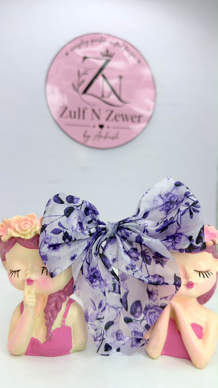 Lavender Bow Hair Clip Combo – Floral Print & Satin Ribbon Hair Bows for Women & Girls (Set of 2)