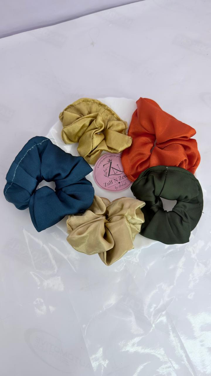 Luxe Satin Hair Scrunchie Collection | Soft Satin Hair Tie for Women & Girls (Pack Of 5)