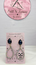 Midnight Blue Crystal Teardrop Hoop Earrings | Elegant Party Wear Statement Earrings for Women