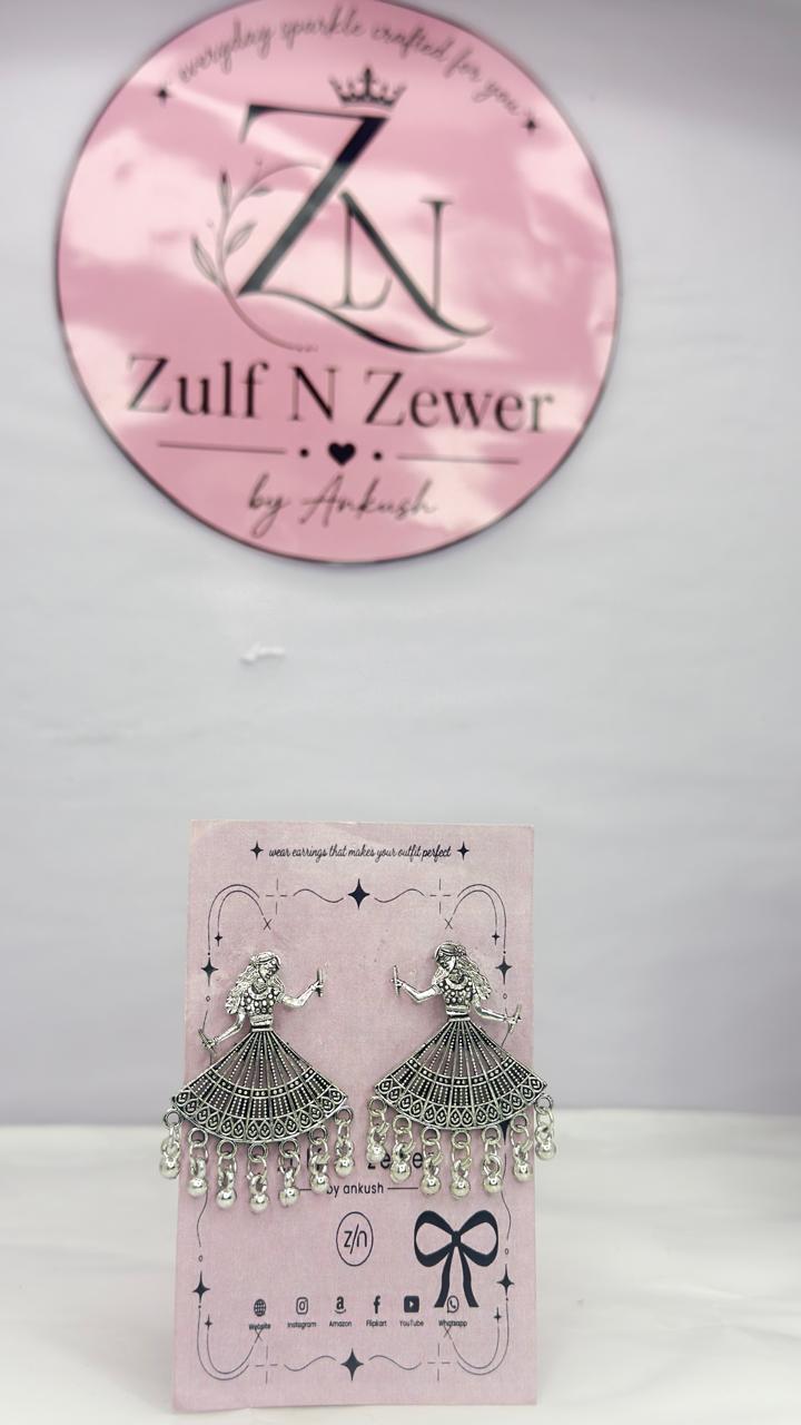 Oxidised Dancing Girl Earrings | Traditional Boho Statement Earrings for Women