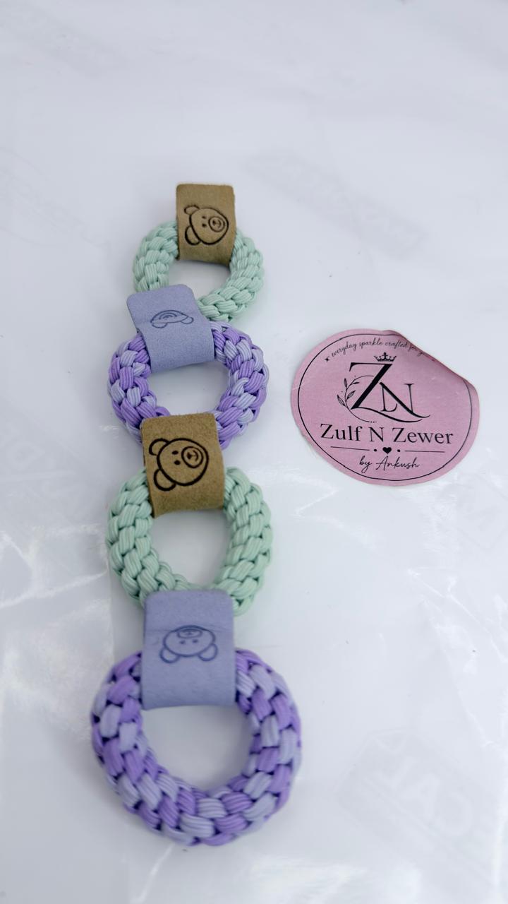 Pastel Braided Elastic Hair Ties for Women & Girls – Mint Green & Lavender Woven Hair Bands | Pack of 4