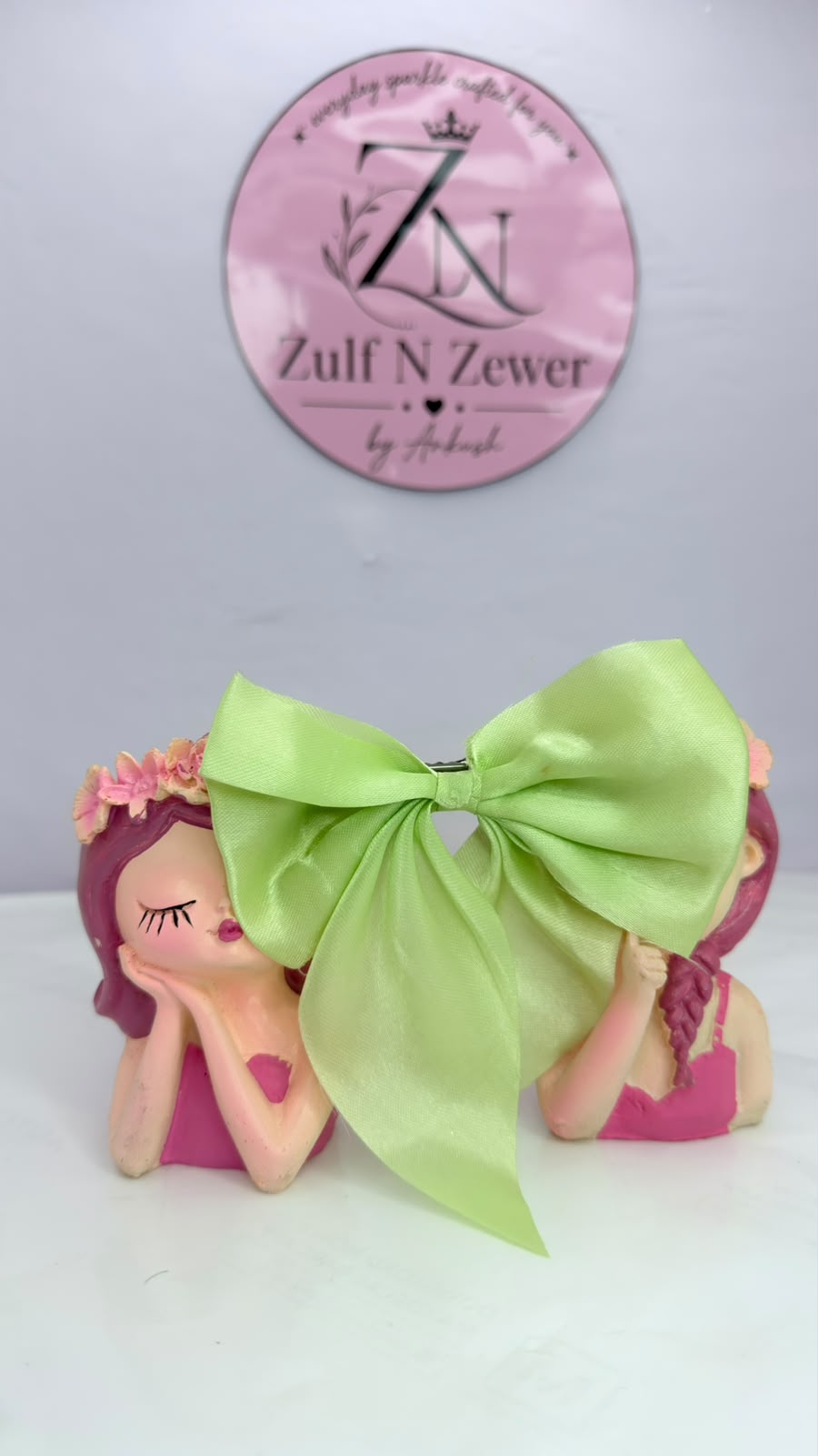 Pastel Satin Bow Hair Clip Combo – Lemon Yellow & Mint Green Ribbon Hair Bows for Women & Girls (Set of 2)