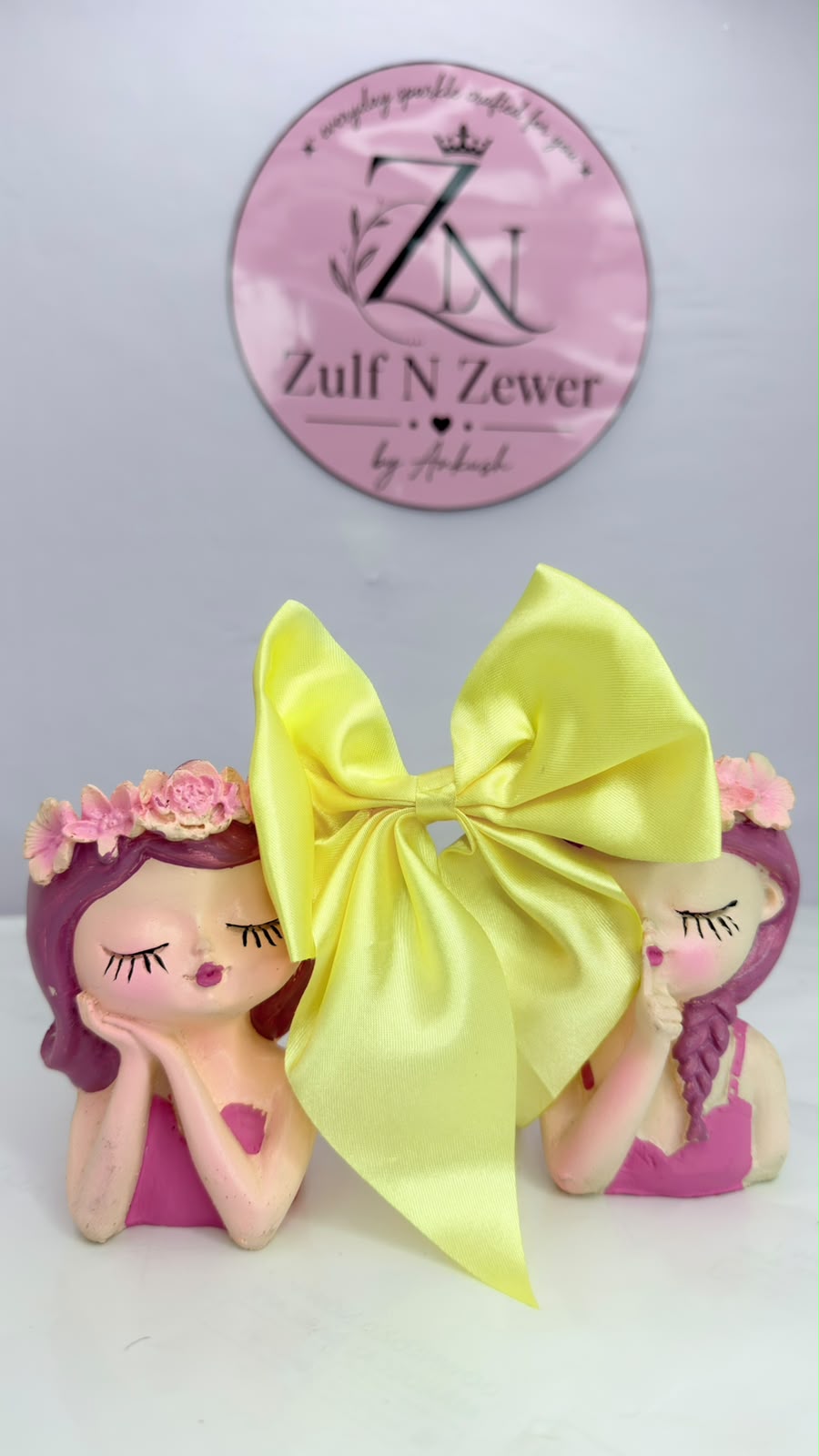 Pastel Satin Bow Hair Clip Combo – Lemon Yellow & Mint Green Ribbon Hair Bows for Women & Girls (Set of 2)