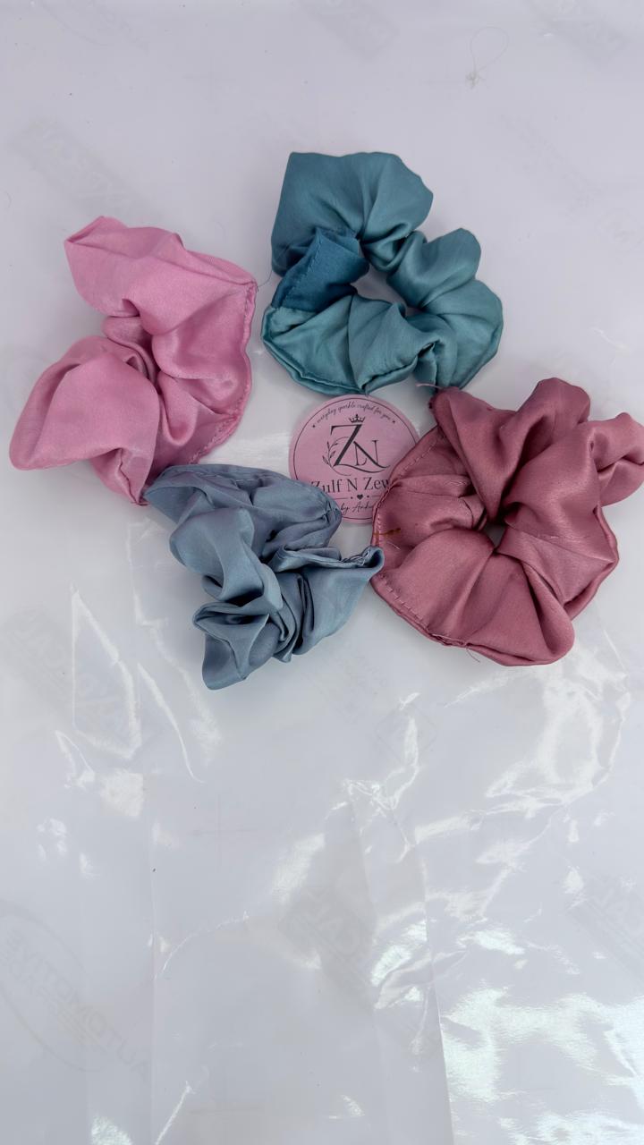 Pastel Satin Hair Scrunchie (Pack of 4)