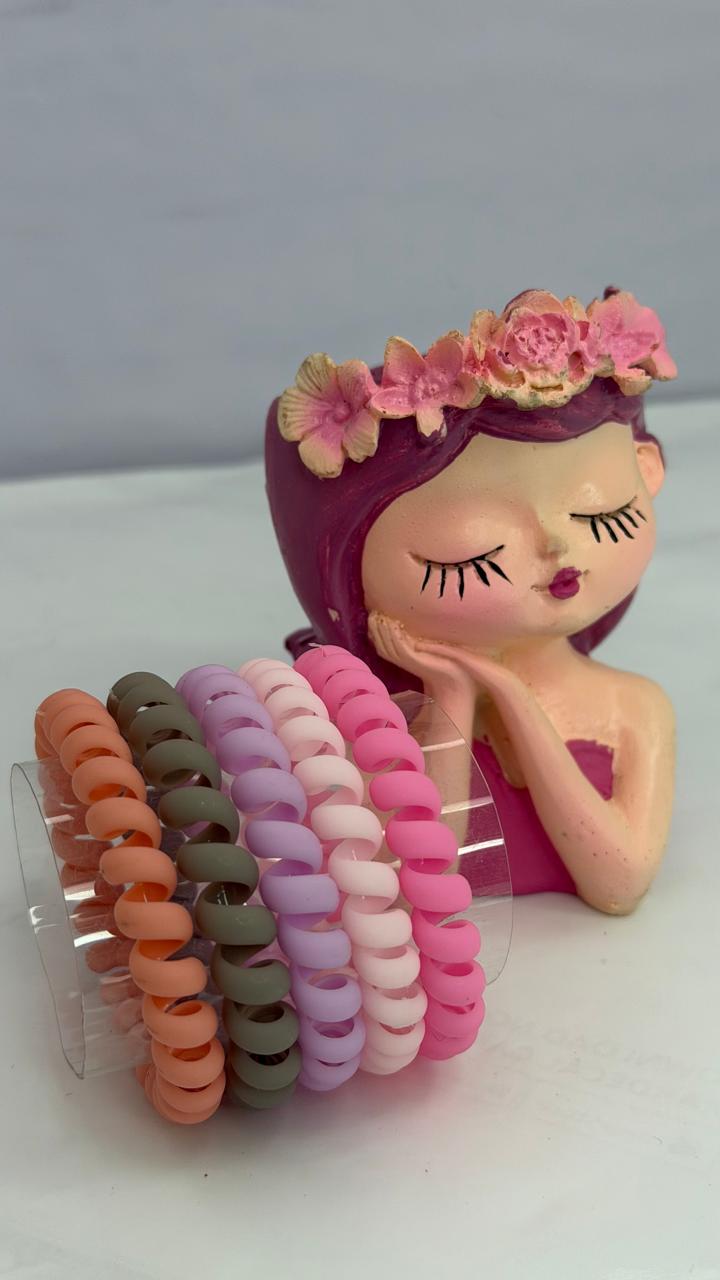 Pastel Spiral Hair Tie Combo Set – No Crease Coil Hair Bands for Women & Girls (Set of 6)