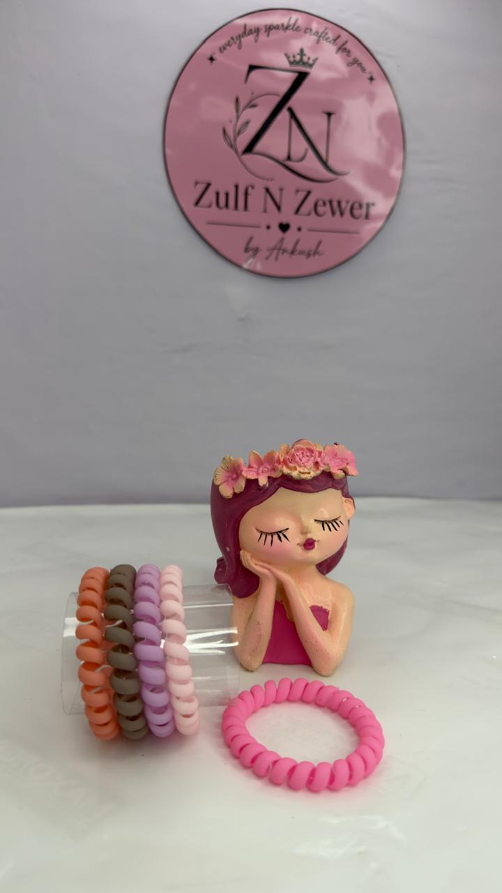 Pastel Spiral Hair Tie Combo Set – No Crease Coil Hair Bands for Women & Girls (Set of 6)