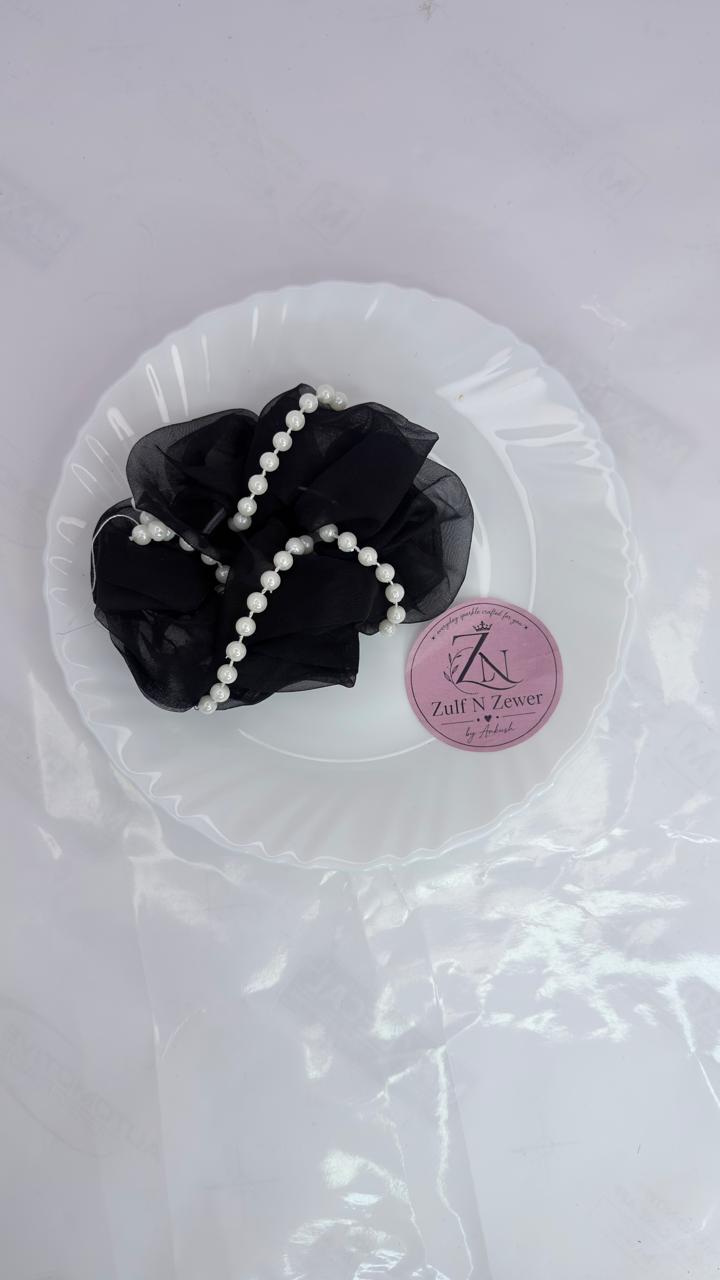 Pearl Organza Hair Scrunchie Combo Set – 8 Premium Sheer Scrunchies for Women & Girls