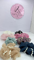 Pearl Organza Hair Scrunchie Combo Set – 8 Premium Sheer Scrunchies for Women & Girls
