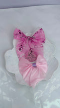 Floral & Satin Hair Bow Clip Combo Set | Pink Long Tail Bow Hair Accessories for Women & Girls (Pack of 2)