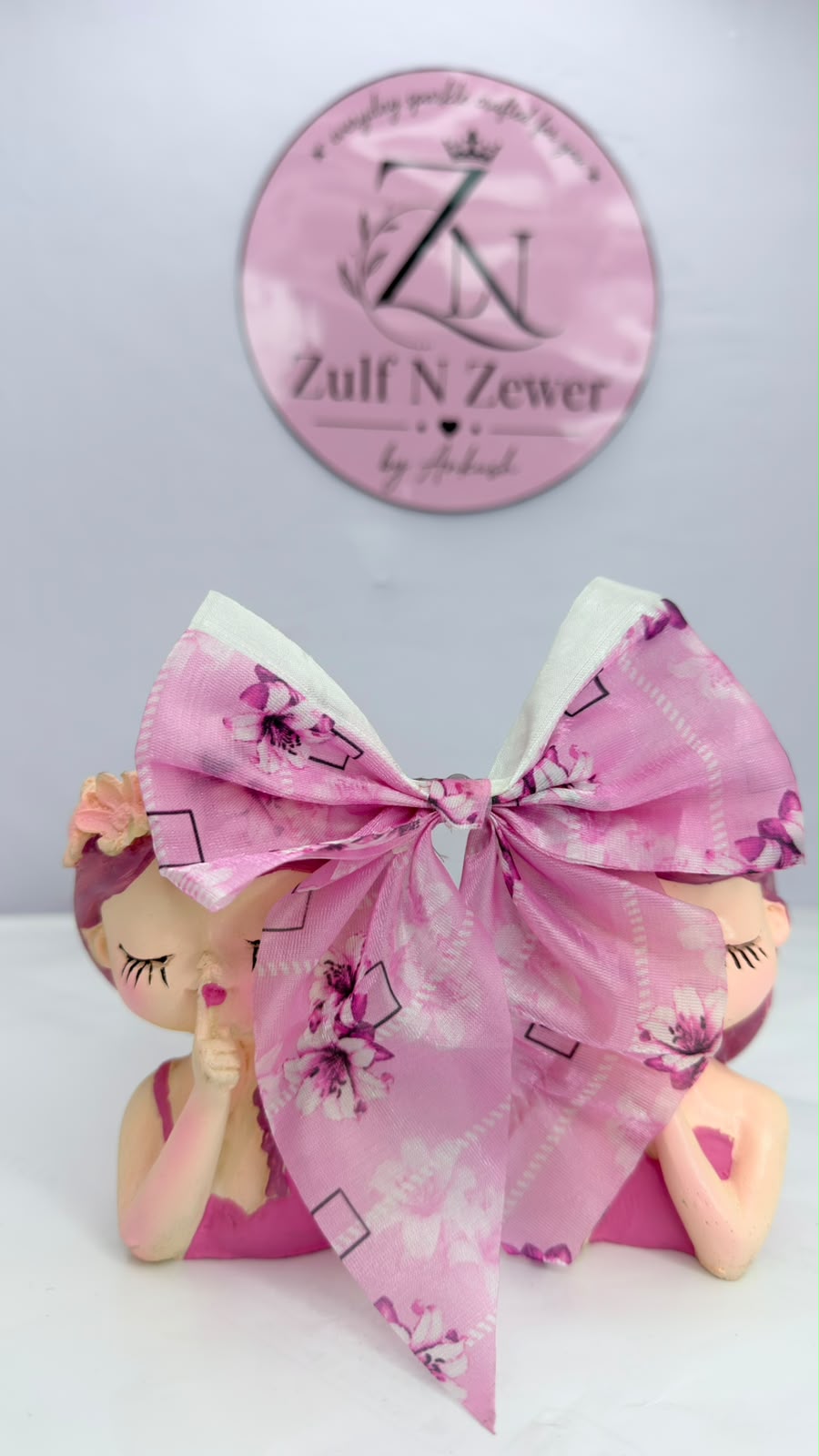 Floral & Satin Hair Bow Clip Combo Set | Pink Long Tail Bow Hair Accessories for Women & Girls (Pack of 2)