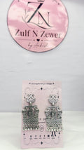 Radha Krishna Temple Oxidised Silver Stud Earrings