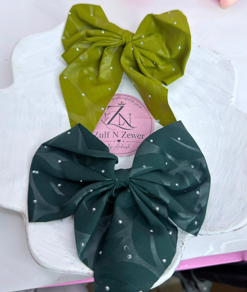 Rhinestone Organza Hair Bow Combo Set – Premium Sheer Bow Hair Clips for Women & Girls