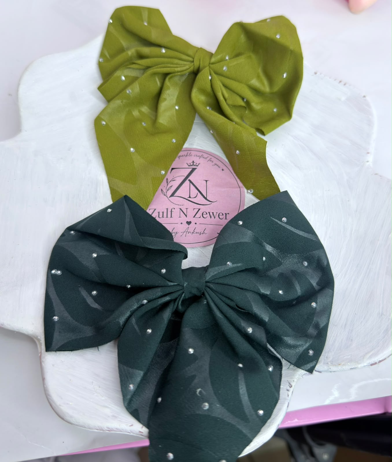 Rhinestone Organza Hair Bow Combo Set – Premium Sheer Bow Hair Clips for Women & Girls