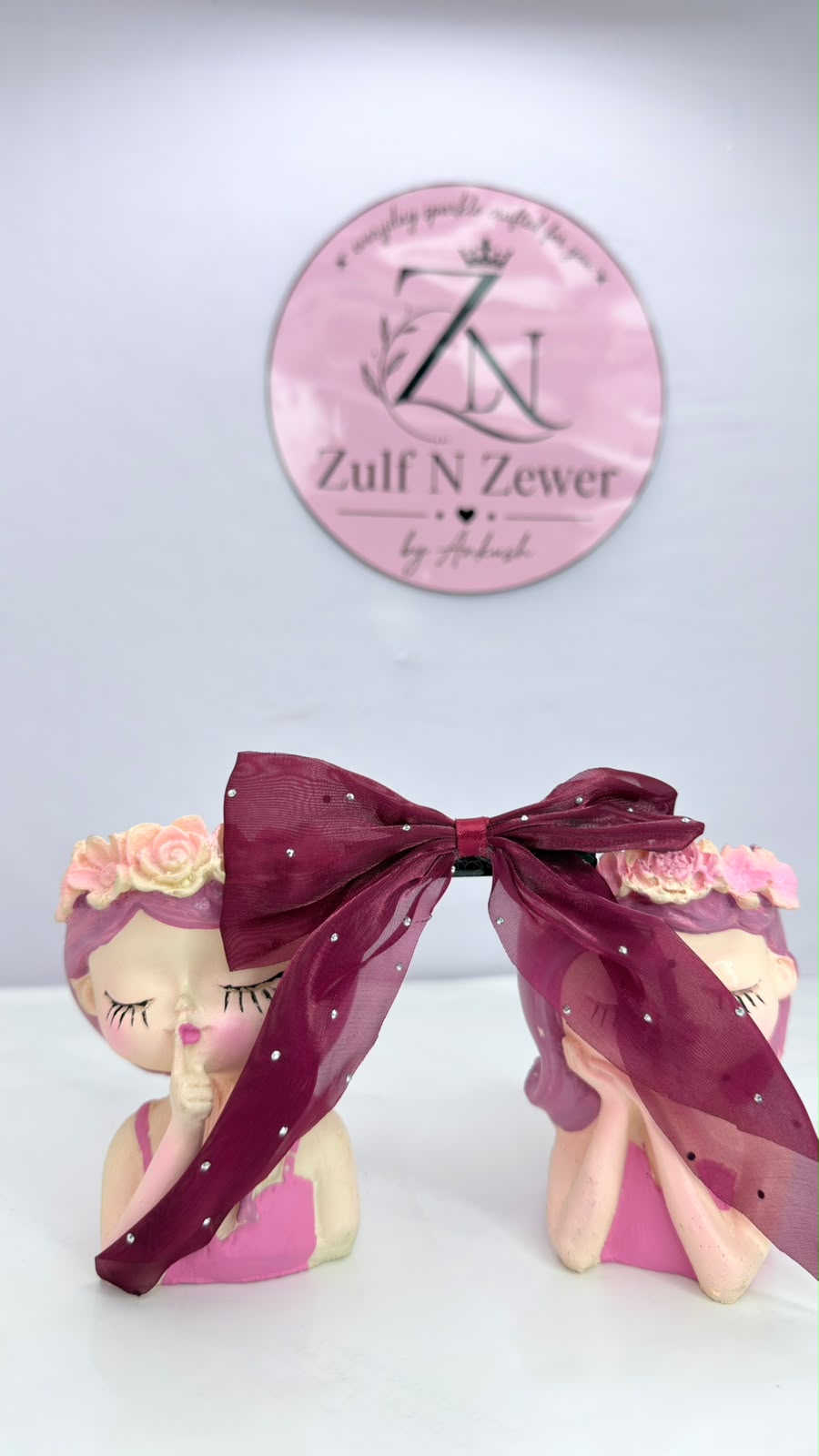 Rhinestone Organza Hair Bow Set – Matching Bow Hair Clip & Scrunchie for Women & Girls