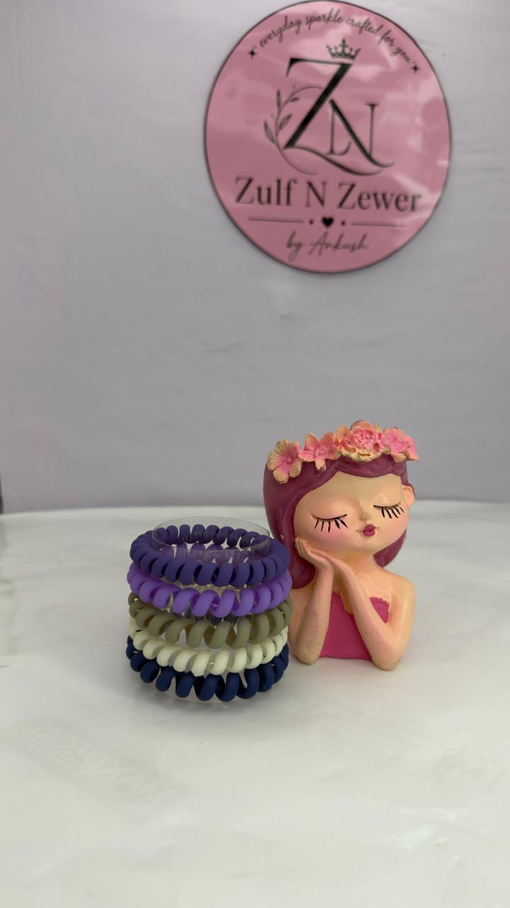 Royal Tones Spiral Hair Tie Combo Set – No Crease Coil Hair Bands for Women & Girls (Set of 5)