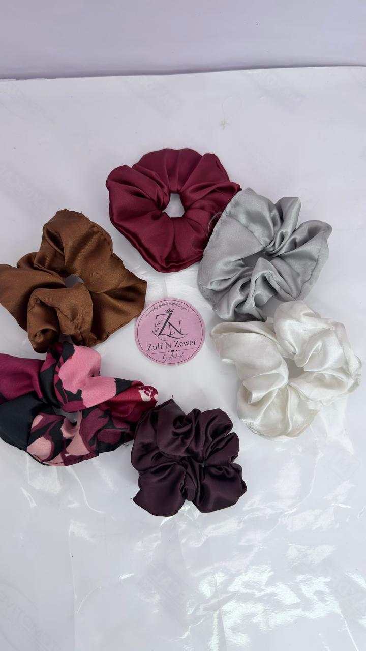 Printed Satin Hair Scrunchie Collection | Floral & Animal Print Hair Ties for Women & Girls (Pack Of 6)
