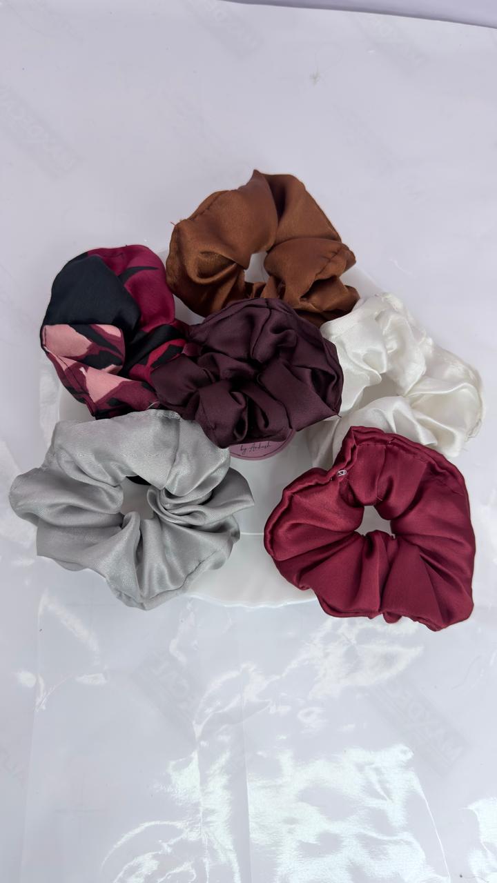 Printed Satin Hair Scrunchie Collection | Floral & Animal Print Hair Ties for Women & Girls (Pack Of 6)
