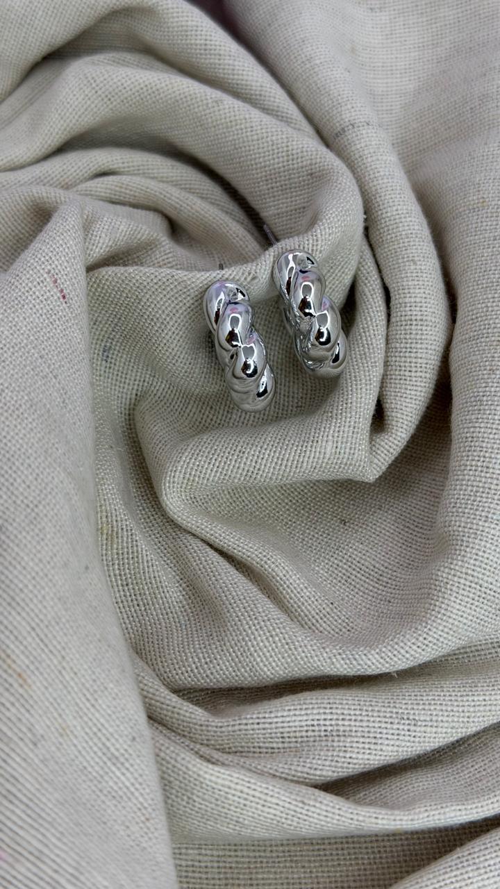 Silver Twisted Hoop Earrings | Trendy Minimalist Chunky Hoops for Women & Girls